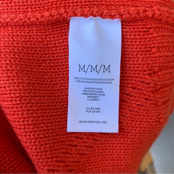 Cabi 5449 Orange Citrus Chunky Cable Knit Cardigan Sweater Button Up Medium - Picture 11 of 13